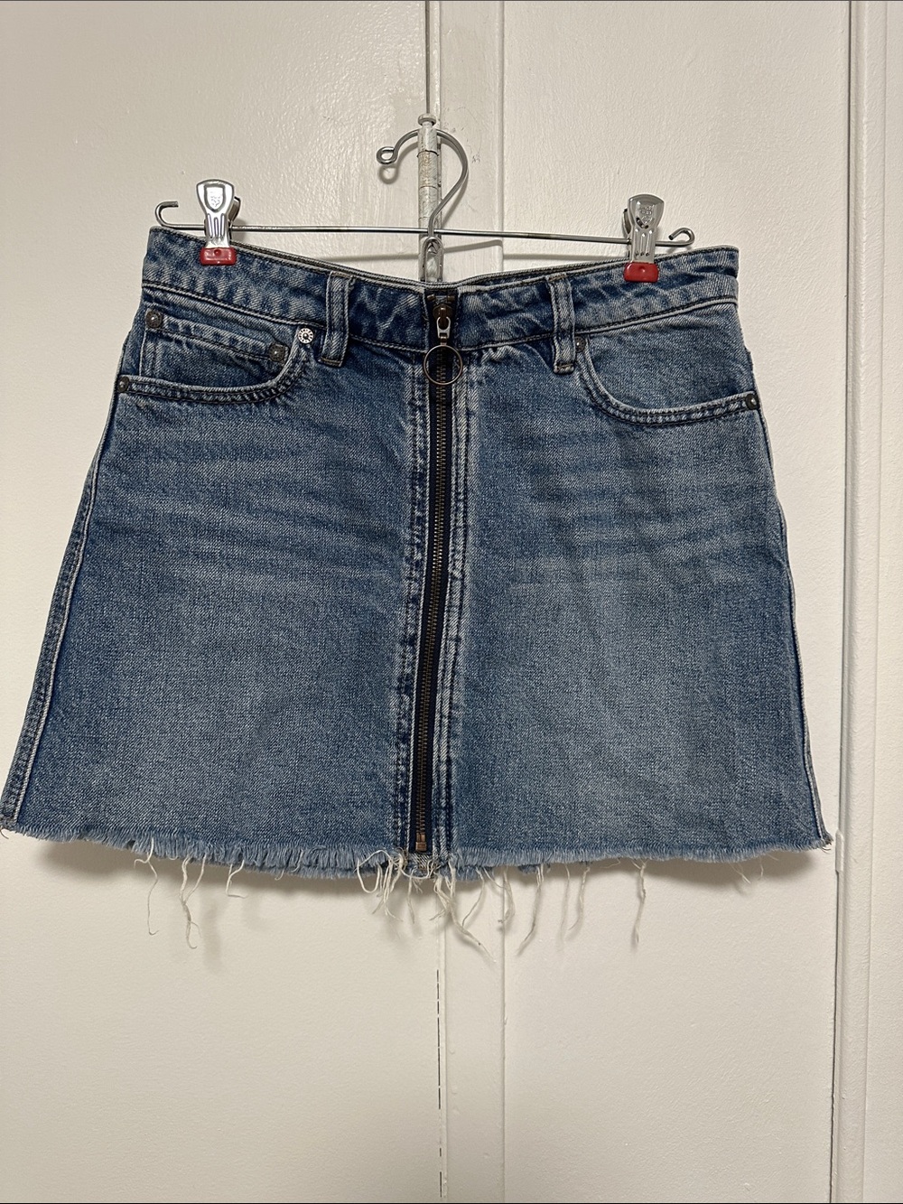 Free People Denim Zip-Front Mini Skirt - Blue 25